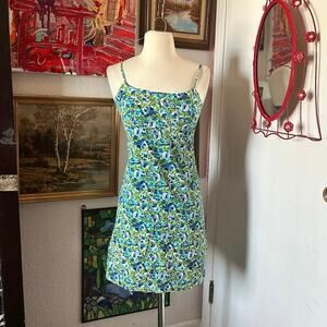 hottie blue green floral bodycon mini dress